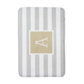 Gouden en Grijze Strepen Monogram | Bewerkbare kle Badmat (Voorkant Verticaal)