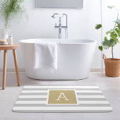 Gouden en Grijze Strepen Monogram | Bewerkbare kle Badmat