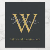 Gouden en grijze tekst wijn etiket (Enkel label)