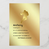 Gouden en groene Amerikaanse voetbal verjaardag Folie Uitnodiging (Achterkant)