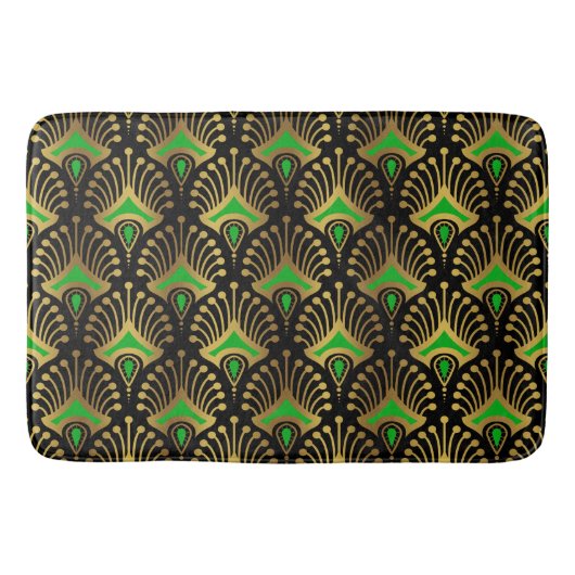 Gouden en groene art deco patroon badmat (Voorkant)
