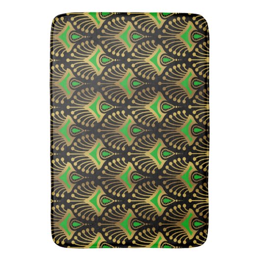 Gouden en groene art deco patroon badmat (Voorkant Verticaal)