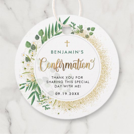 Gouden en Groene Botanische Bevestiging Dank u Bedankjes Labels (Achterkant)