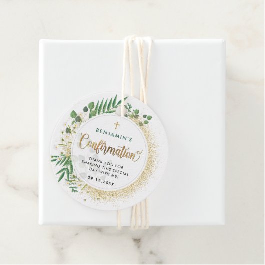 Gouden en Groene Botanische Bevestiging Dank u Bedankjes Labels (In situ)