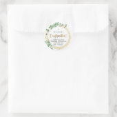 Gouden en Groene Botanische Bevestiging Dank u Ronde Sticker (Tas)