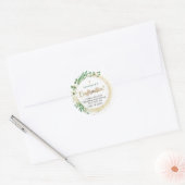 Gouden en Groene Botanische Bevestiging Dank u Ronde Sticker (Envelop)
