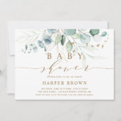 Gouden en Groene Botanische Bruidsdouche Uitnodigi Kaart (Voorkant)