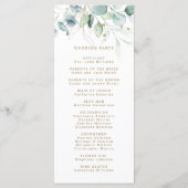 Gouden en Groene Botanische Huwelijksceremonie Pro Programmakaart (Achterkant)