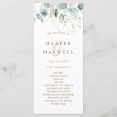 Gouden en Groene Botanische Huwelijksceremonie Pro Programmakaart (Voorkant)