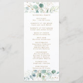 Gouden en Groene Botanische Huwelijksceremonie Programmakaart (Achterkant)