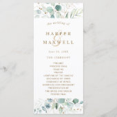 Gouden en Groene Botanische Huwelijksceremonie Programmakaart (Voorkant)