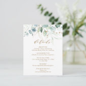 Gouden en Groene Botanische Huwelijksdetails Informatiekaartje (Staand voorkant)