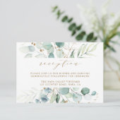 Gouden en Groene Botanische Huwelijksreceptie Encl Informatiekaartje (Staand voorkant)