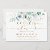 Gouden en Groene Botanische Koppels Douche Uitnodi Kaart (Voorkant)