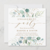 Gouden en groene botanische verlovingsfeest vierka kaart (Voorkant)