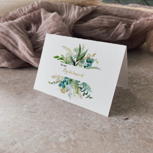 Gouden en groene eucalyptus bruidsmeisje bedankt