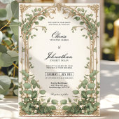 Gouden en groene Eucalyptus Greenery bruiloft Kaart