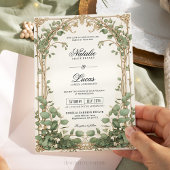 Gouden en groene Eucalyptus Greenery bruiloft Kaart