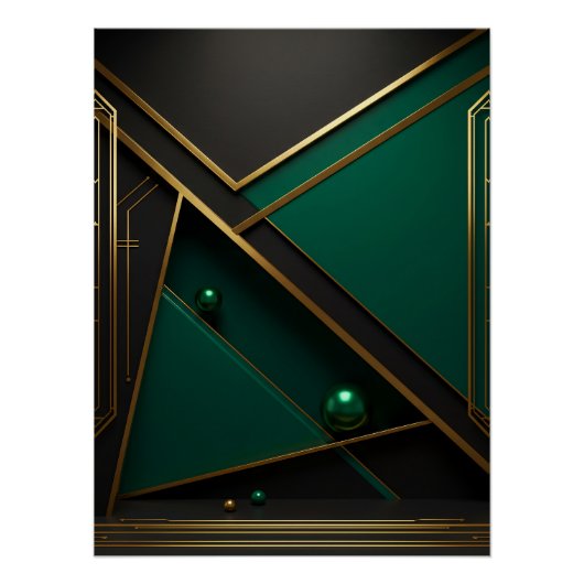 Gouden en groene geometrie perfect poster (Voorkant)