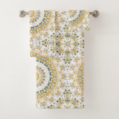 Gouden en groene geometrische mandala patroon bad handdoek (Insitu)