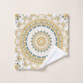 Gouden en groene geometrische mandala patroon bad handdoek (Wasdoekje)