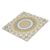 Gouden en groene geometrische mandala patroon tegeltje (Zijkant)