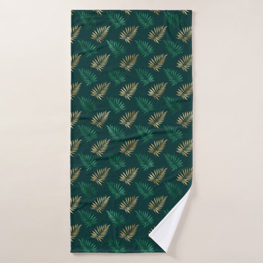 Gouden en groene glitter op tropische bladeren badhanddoek (Badhanddoek)