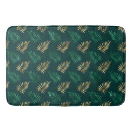 Gouden en groene glitter op tropische bladeren badmat
