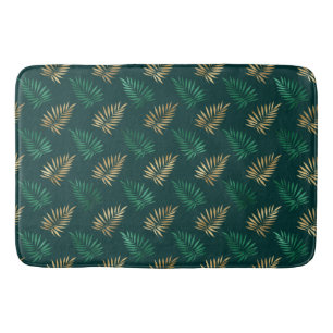 Gouden en groene glitter op tropische bladeren badmat