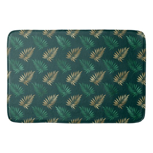 Gouden en groene glitter op tropische bladeren badmat (Voorkant)