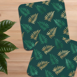 Gouden en groene glitter op tropische bladeren bier onderzetter