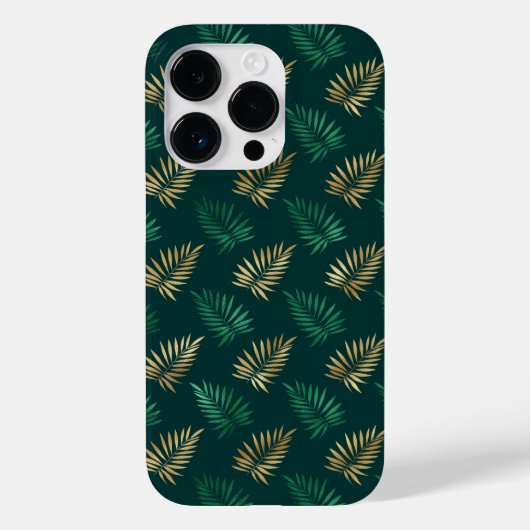 Gouden en groene glitter op tropische bladeren Case-Mate iPhone case (Achterkant)