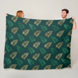 Gouden en groene glitter op tropische bladeren fleece deken