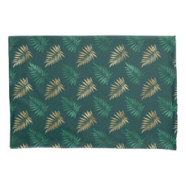 Gouden en groene glitter op tropische bladeren kussensloop