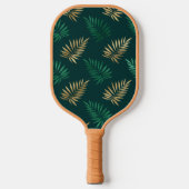 Gouden en groene glitter op tropische bladeren pickleball paddle (Voorkant)