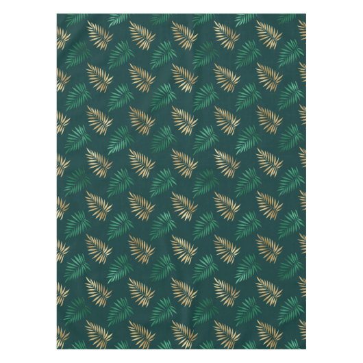 Gouden en groene glitter op tropische bladeren tafelkleed (Voorkant)