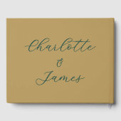 Gouden en groene kerst bruiloft foto gastenboek (Achterkant)