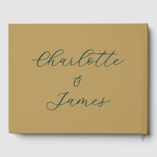 Gouden en groene kerst bruiloft foto gastenboek (Achterkant)