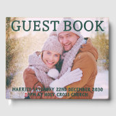 Gouden en groene kerst bruiloft foto gastenboek (Voorkant)