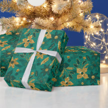 Gouden en groene kerst Poinsettia bloemen