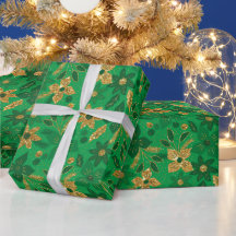 Gouden en groene kerst Poinsettia bloemen
