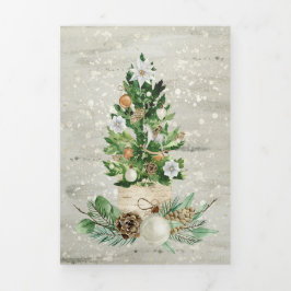 Gouden En Groene Kerstboom Persoonlijk Drieluik Wenskaart