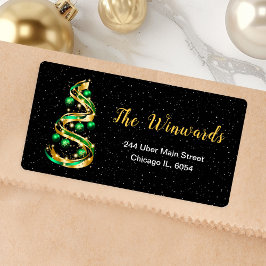 Gouden en groene kerstversiering etiket