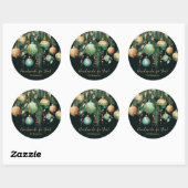 Gouden en groene kerstversiering ronde sticker (Vel)