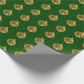 Gouden en Groene Kerstversieringen Cadeaupapier (Hoek)