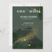 Gouden en groene luxe Save the Date-huwelijkskaart Kaart (Voorkant)