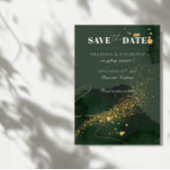 Gouden en groene luxe Save the Date-huwelijkskaart Kaart