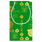 Gouden en groene Ornamenten Klein Cadeauzakje (Achterkant)
