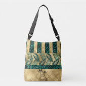 Gouden en groene palmboom crossbody tas (Voorkant)