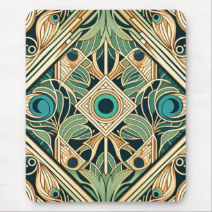 Gouden en groene pauw abstracte veren textuur muismat